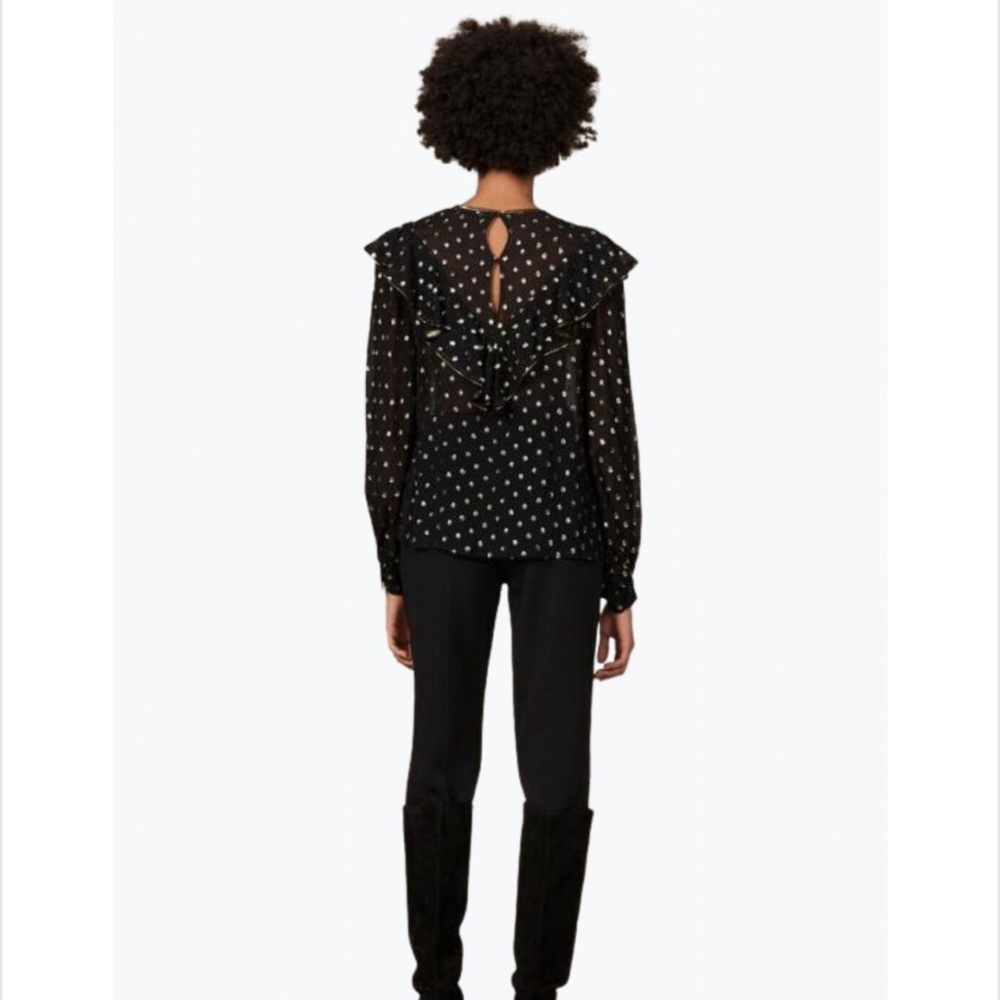 SANDRO Lurex Patterned Top In Black - Picture 5 of 10